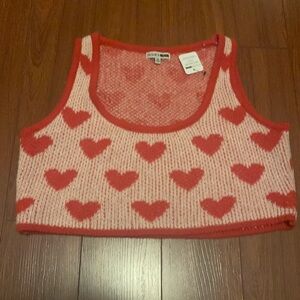 ❤️ NWT Fashion Nova heart print sweater knit cropped tank top, size XL ❤️